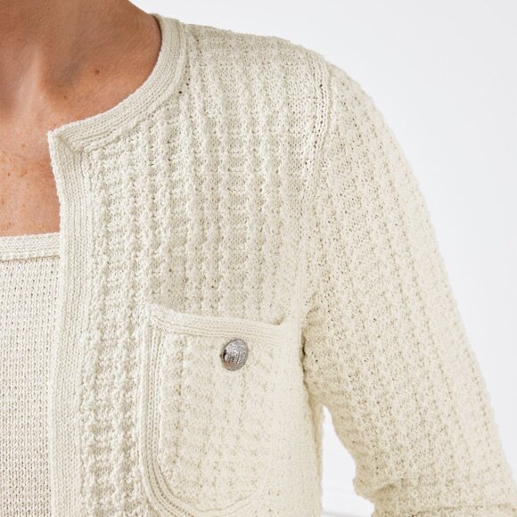 NWT Talbots Women's Textured Metallic Knit Cardigan Coat M - Picture 2 of 13